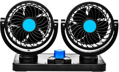 TREST Car Fan 12V 360 Degree Rotatable Dual Head 2 Speed Quiet Strong Dashboard Auto Cooling Air Fan for All Auto Vehicles Car Interior Fan(12 V)